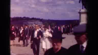 Paris France (1939): European Couples Walking Towards Camera With Statue And View