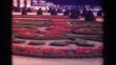 Paris France (1939): Red Flowers Blooming In Maze Garden On A Clear Day