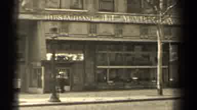 Paris France (1947): Old Time Video Displaying Store Fronts While Car Drives By
