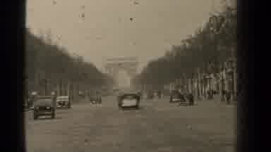 Paris France (1947): Old Classic Cars Driving Down The Road In Black And White