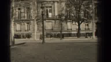 Paris France (1947): People Walking Park Moving Car Building Road Trees Daytime