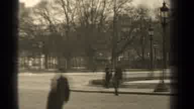 Paris France (1947): A Park With Cars In The Background Where A Bus Drives Through