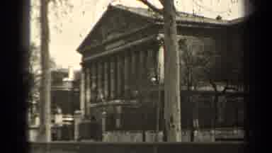 Paris France (1947): Old Video Showing Cars In Two Side Road Black Color Big Hall