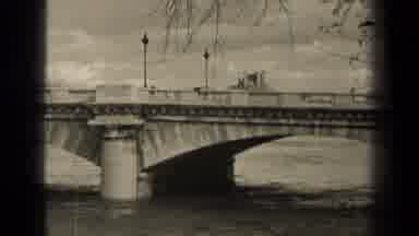 Paris France (1947): People On Foot And In Cars Crossing Bridge Over Small Channel