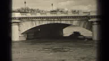 Paris France (1947): Video Of A Boat Crossing Under An Outdoor Bridge With People