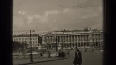 Paris France (1947): Young Couple Walks By Many Historical Looking Buildings And