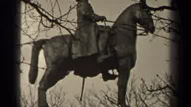 Paris France (1947): Statue With Man Riding A Horse And Cloudy Skies And Branches