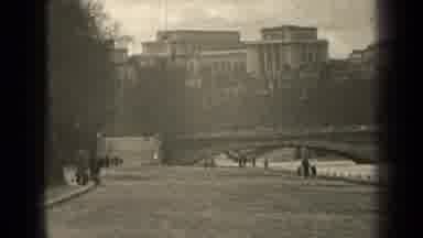 Paris France (1947): Historical Footage Of A Bridge And People Walking Along The