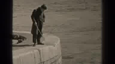Paris France-1947: Fishermen Near The Sea Using Hook To Catch Some Fish