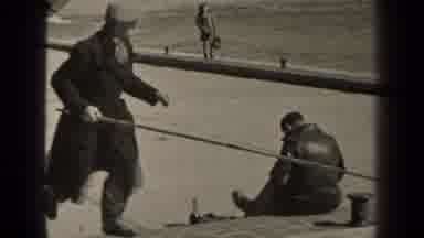 Paris France (1947): Two Men Near The Bay Putting Bait On A Fishing Rod