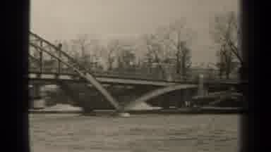 Paris France (1947): Swiftly Moving River Runs Under A Bridge On A Gray Winter Day