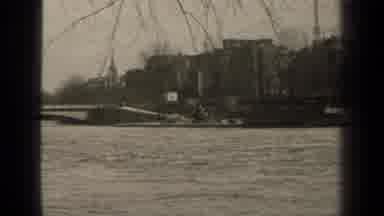 Paris France (1947): Water Flowing Gently Down A River As A Lone Man Is Fishing
