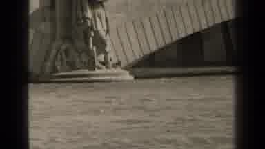 Paris France (1947): Camera Shows Us The Base Of Big Statue On The Water Filled