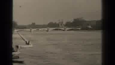 Paris France (1947): Bridge Over River And Boat Ramp With People On Canoe