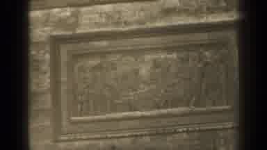 Paris France (1947): View Of Tarnished Brass Bas-Relief Artwork Detail On Column