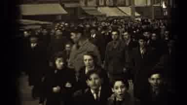 Paris France (1947): Many People Walking Down A Busy Street With Trees In The