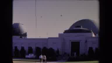 Los Angeles California USA-1967: People Walking Toward Griffith Observatory With Grey Domes