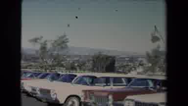 Los Angeles California USA (1967): Moving Film Captures Cars At Car Dealership Of