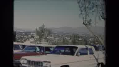 Los Angeles California USA (1967): Red And White Cars Parked At Lookout Point On A