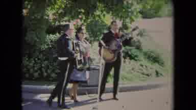 Los Angeles California USA (1967): Small Band Plays As Many People Walk By Empty