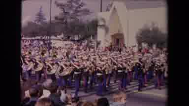 Los Angeles California USA (1967): Graceful Marching Band Parades The Streets For