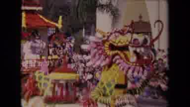 Los Angeles California USA (1967): Red Yellow Pink And White Moving Chinese Dragon