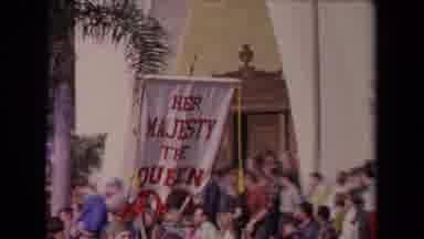 Los Angeles California USA (1967): Parade Float Slowly Drives By As The Queen