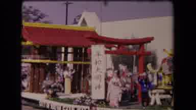 Los Angeles California USA (1967): Asian Themed Float Drives In A Parade Followed