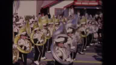 Los Angeles California USA (1967): Marching Band Stopped To Perform A Song During