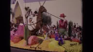 Los Angeles California USA (1967): Rose Parade Donkey-Ing Around With Old Timer