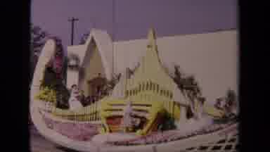 Los Angeles California USA (1967): Vintage Film Of A Parade Float With People On