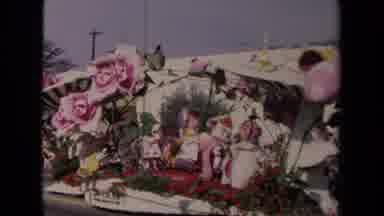 Los Angeles California USA (1967): Float Covered With Flowers Moves Down The