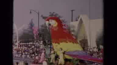 Los Angeles California USA (1967): Three Well Dressed Women Ride A Parade Float