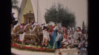 Los Angeles California USA (1967): Parade Float With Four Brown Horses Hooked To A