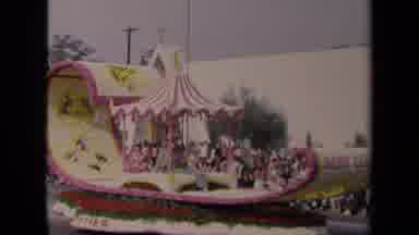 Los Angeles California USA (1967): Proud People Riding On A Colorful Float And