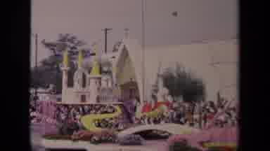 Los Angeles California USA (1967): Beautiful Castle Parade Float Gently Glides