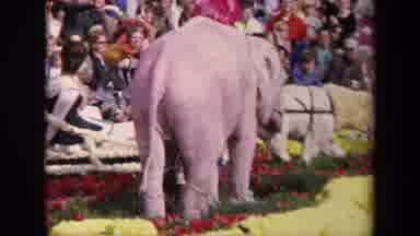 Los Angeles California USA (1967): Circus Scene Shows A Parade With An Elephant On