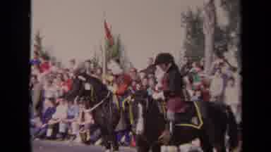 Los Angeles California USA (1967): People Riding Brown Horses In Parade On A