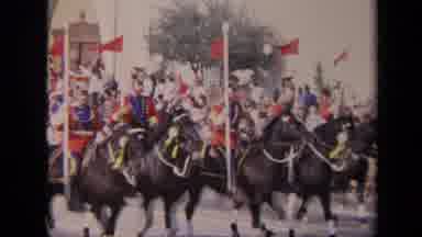 Los Angeles California USA (1967): Uniformed Men Riding Horses In A Parade Behind