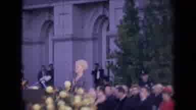 Ronald Regan Inaguration Sacramento Cal-1967: Older Woman With Large Updo Speaking At Podium