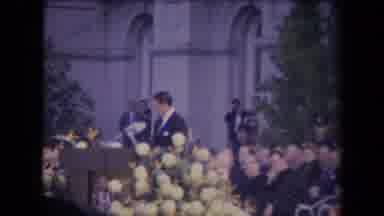 Ronald Regan Inaguration Sacramento Cal (1967): Historic Speech In A Flower Garden