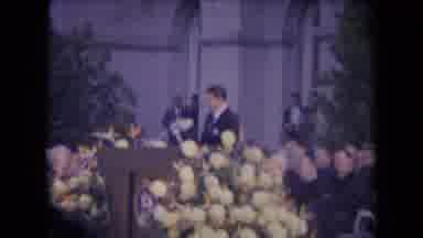 Ronald Regan Inaguration Sacramento Cal (1967): Tall Man Brown Podium Large