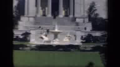 New York USA (1941): Stone Fountain On Lawn And Tree In Garden Near Water