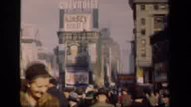 New York USA (1941): People City Statue Nude Woman Old Time Buildings Morning Busy