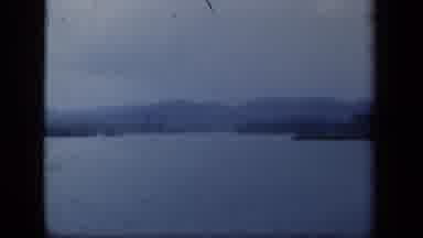New York USA (1941): Lake Surrounded By Mountains Shipping Container Crane In The
