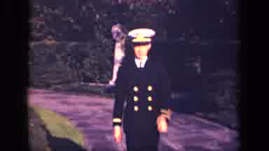 New York USA (1941): A Navy Man Walking Confidently Down A Path In A Garden
