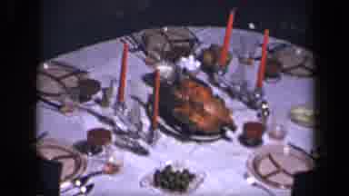 Sebring Ohio USA (1942): A Small Table Set With Plates And Utensils With A Cooked