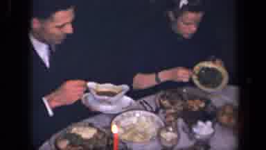 Sebring Ohio USA (1942): A Happy Family Eating Together At The Dinner Table On