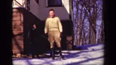 Sebring Ohio USA (1942): Man Welcomes Family In The Snow