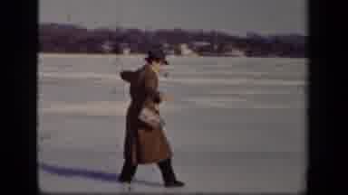 Sebring Ohio USA (1942): Archival Video Of A Man Skidding Across An Icy Surface